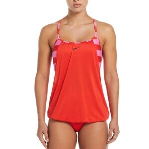 NWT Women's Nike Statement Stripe Layered Tankini Swim Top - XXL